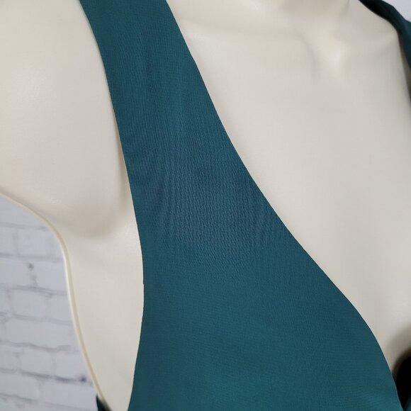 Azazie Dark Green Chiffon Tie Back Padded Bridesmaid Maxi Dress Gown Size C - Picture 6 of 16